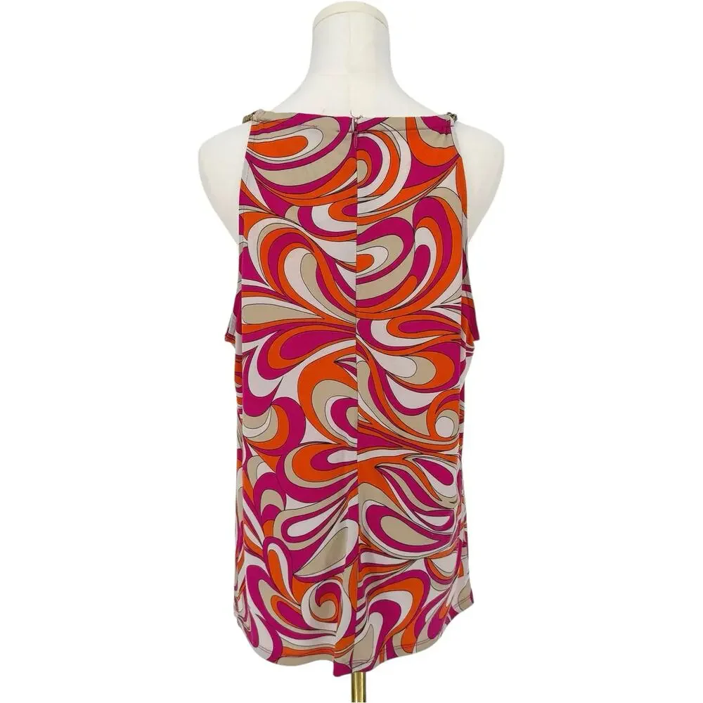 Michael Kors Psychedelic Gold Chain Sleeveless Top L-XL AS-IS* Party Going Out